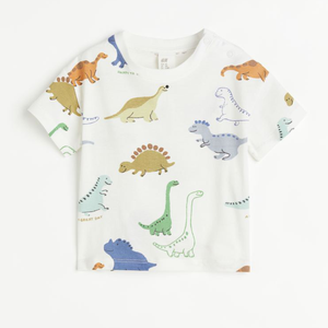 T-shirts pour garçons délavés à l'acide en gros / T-shirts oversize unis pour enfants en coton imprimé - Product Image 1