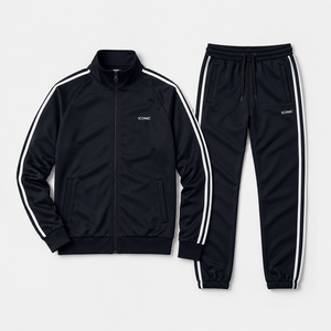 Iconic Unisex Tracksuit Set Solid Color Full Sleeve Zipper Front Sporty Autumn Wear Breathable Regular Fit <b>Jogging</b> <b>Suit</b> - Product Image 1
