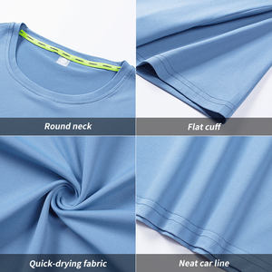 เสื้อยืดคอกลมสีเขียวมะกอกทรงเข้ารูปแขนสั้นสำหรับผู้ชาย - Product Image 4