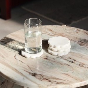 Most Selling Terrazzo Marble <b>Coaster</b> Set of 6 With <b>Gold</b> Holder Elegant Stone Finish For Luxury Home Office Desk Styling and Gift - Product Image 3