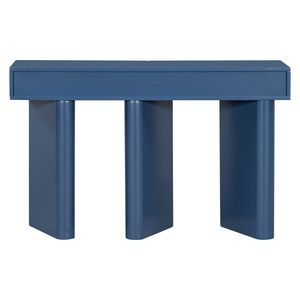 U_Style 47.6 \ "moderno tavolo da ingresso blu 2 cassetti curvi con gambe geometriche contemporanee divano stretto e salvaspazio - Product Image 6