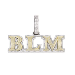 Colgante con Letra BLM, Moissanita + Plata 925, Micro Pavé de Diamantes, Amuleto Temático, Joyería de Moda Hip-Hop Unisex, Regalo - Product Image 2