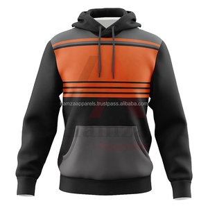 <b>Men's</b> Black and <b>Orange</b> Striped <b>Men's</b> <b>Hoodies</b> Casual Hooded Sweatshirt 280 GSM Cotton Blend Warm Comfortable from Hamza Apparels - Product Image 1