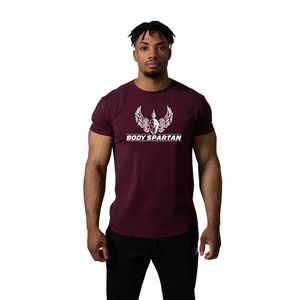 T-shirt de performance bordeaux pour homme, en coton léger, coupe athlétique, pour la gym, l'entraînement, le sport et le quotidien - Product Image 1