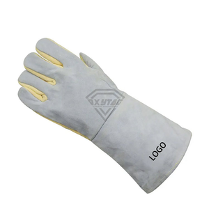 Heavy Duty Split Cowhide Leather Welding <b>Gloves</b> Heat Resistant <b>Long</b> Gauntlet Protective Work <b>Gloves</b> For Industrial Safety Custom - Product Image 2