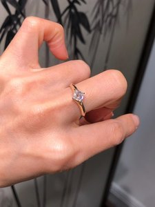 0.51CT Asscher Cut Diamond <b>Proposal</b> Cute <b>Ring</b> For Women's 14K Yellow Gold Wedding <b>Proposal</b> Gift For Girlfriends - Product Image 4