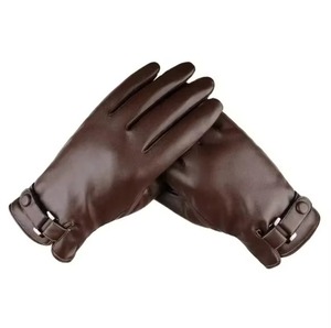 Gants de conduite pour homme en cuir de cerf véritable, unis, à doigts complets, compatibles écran tactile, non doublés, pour l'hiver, la voiture et la moto - Product Image 1