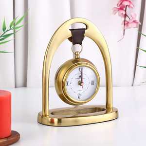 Luxury Gold Metal Table <b>Clock</b> | Vintage Hanging Design | <b>Desk</b> <b>Clock</b> Roman Numeral Display | Home Office | Decorative Gift - Product Image 2