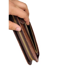 Cartera Larga de Cuero Genuino para Mujer, de Gran Capacidad, con Forro de Seda, Cierre de Cremallera, Bolso de Mano Duradero, Premium para Uso Diario - Product Image 4