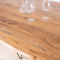 Table de bar Vandana Urban Surface en bois d'acacia avec pieds en métal, design Wendy, 160 cm