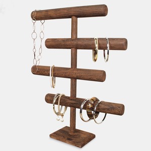 Support à bijoux en bois avec quatre barres horizontales pour colliers, bracelets, boucles d'oreilles, présentoir organisateur - Product Image 3
