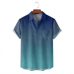 Men's <b>Striped</b> Casual Short Sleeve Shirt Summer Breathable Poplin Fabric Turn-down Collar Printed Design - Product Image 5