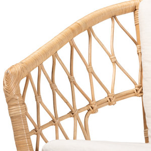 Handmade Natural Rattan Dining <b>Chair</b> Wicker Armchair With Open Back And Curved Frame <b>For</b> Living Room <b>Bedroom</b> Home Furniture - Product Image 2
