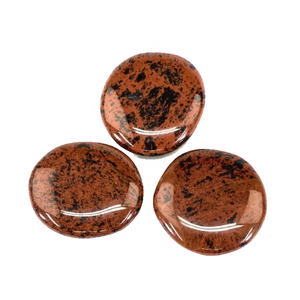 Pierre roulée naturelle de haute qualité acajou obsidienne paume plate dégringolée pierres précieuses plates ovales pierre de cristal de guérison palmier en gros - Product Image 4