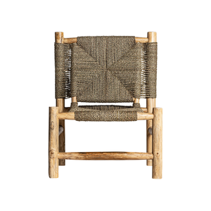 Modern <b>Rustic</b> Outdoor Lounge <b>Chair</b> Solid Teak Handwoven Natural Fiber Rope Seat and Back Weatherproof Patio Resort Furniture - Product Image 3