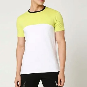 T-shirts à manches courtes en coton super doux, impression de logo personnalisée, bicolores, saison estivale, color block, t-shirt pour homme, directement de l'usine - Product Image 3