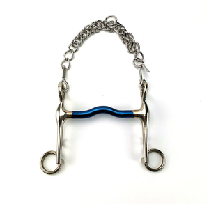 Bocado de Acero Inoxidable para Caballo con Anillo Suelto y Boquilla Azul, Tamaño Personalizado - Product Image 1