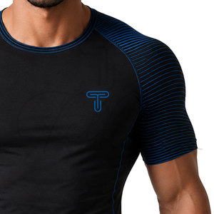 T-shirt de compression pour homme, haute qualité, faible MOQ, logo personnalisé, meilleur prix, fournisseurs de t-shirts de compression pour la course à pied, manches courtes - Product Image 3