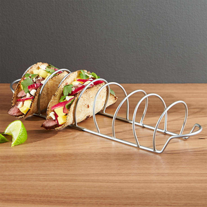 Heavy Duty Stainless Steel Taco Holder with Mesh Wire and Handles Stylish <b>Tabletop</b> Taco Stand for Serving and Kitchen <b>Storage</b> - Product Image 2