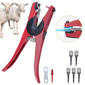 1 Pince à étiquettes auriculaires et 5 épingles, Dispositif de contrôle des animaux, Pince à épingles auriculaires en métal vert, Outil d'identification pour porcs, vaches, moutons, lapins - Product Image 1