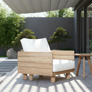 Modern Hotel Outdoor Teak <b>Sofa</b> with Weather Resistant Quick-Dry Cushion for Courtyard & Living Room Use - Product Image 1