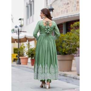 Designer Women's Anarkali Gown and Pant Set with Dupatta for Party Wear - Product Image 5