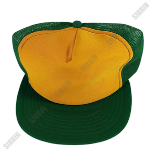 SIBRIN Custom 5 Panel Trucker Cap Yellow Green Mesh <b>Flat</b> Brim <b>Hat</b> Motorsport Skateboarding Outdoor Streetwear Casual Sports - Product Image 5