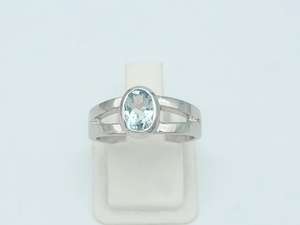 Oval Aquamarine <b>Ring</b> 925 Sterling <b>Silver</b> Natural Gemstone March Birthstone Jewelry Handmade Gift For Women - Product Image 2