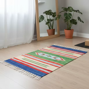 Tapis et ensembles de tapis modernes lavables faits à la main en coton pelucheux, à motifs floraux, réversibles et pliables pour la maison, la chambre, le salon et les voyages - Product Image 1