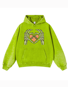 Sudadera con Capucha Personalizada Y2K con Estampado de Corazón de Esqueleto, Estilo Gótico Vintage, Sudadera Oversize de Moda Urbana, Estilo Emo Punk, Unisex - Product Image 4