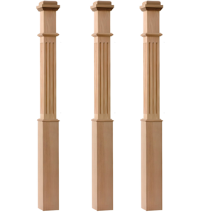 Panneau décoratif traditionnel en chêne blanc cannelé, nouveau modèle de meneau de 55 pouces avec manchon réglable pour toute escalier ou balcon - Product Image 1