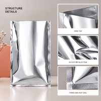 Pochette plate personnalisée multi-tailles en aluminium argenté à trois soudures latérales pour emballage alimentaire sous vide, vente en gros OEM