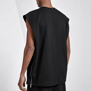 Custom <b>Mens</b> Cotton Spandex Breathable Eco-Friendly Oversized tank <b>Top</b> Raw Edge Streetwear Heavyweight Loose <b>Cropped</b> Boxy - Product Image 3