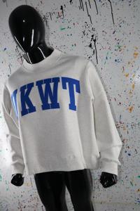UKWT ASH GREY <b>Mock</b> <b>Neck</b> Sweatshirt 100% BLUE Applique Embroidery wide <b>neck</b> Sweatshirt Finer Threads - Product Image 3