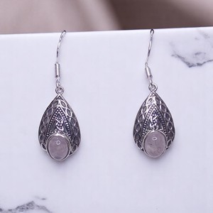 Boucles d'oreilles fines en argent sterling 925 avec améthyste naturelle cabochon MYS-E125, prêtes à être expédiées, en stock, faible MOQ, bijoux indiens pour femmes - Product Image 4