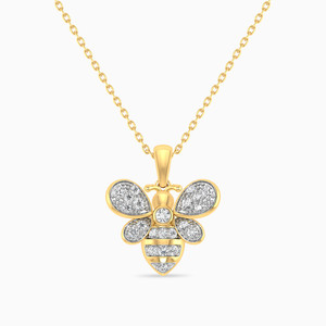 Gold Plated <b>Bee</b> Pendant Necklace With Diamond Accents Round Brilliant CutInsect Design Cute Style Link Chain Unisex Everyday Wea - Product Image 1