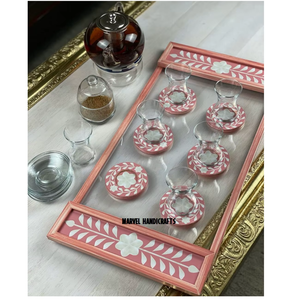 Juego de bandejas de servir de madera color nácar rosa |   Caja de Almacenamiento de Alimentos Hecha a Mano |   Servicios de Catering para Hoteles y Restaurantes |   Decoración para el Hogar para el Ramadán y el Eid - Product Image 3