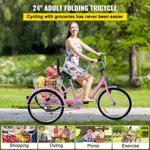 Triciclo para Adultos de 24 Pulgadas con 7 Velocidades, Bicicleta de Carga Plegable de 3 Ruedas, Vehículo de Tres Ruedas Conveniente y Rápido para Adultos - Product Image 2