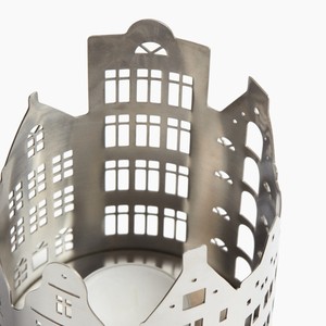 Portavelas de metal con diseño de horizonte urbano moderno y sombra de casa cortada con láser, estilo nórdico, para velas de té y velas votivas, centro de mesa festivo - Product Image 5