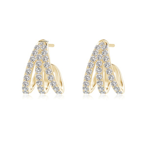 ต่างหูเพชรทรงกลม Vaayu Jewels หรูหราสำหรับผู้หญิง สวมใส่ได้ทุกวัน ทอง 10K 14K 18K เงิน 925 935 - Product Image 2