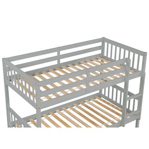 Letto a Castello Convertibile in Legno di Gomma con Letto Estraibile per Bambini con Scala di Sicurezza - Product Image 6