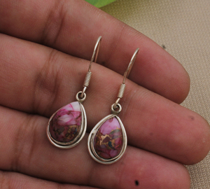 ต่างหูเงินแท้ 925 ประดับมุกสีชมพูและพลอยทองแดง ประดับเพชรซิร์คอน งานแฮนด์เมด สไตล์โบฮีเมียนสุดหรู สำหรับงานแต่งงานและงานปาร์ตี้ ขายส่ง - Product Image 2