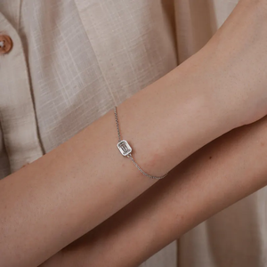 Bracelet minimaliste serti de diamants de laboratoire, 1 carat, taille émeraude, couleur D, VVS2, certifié IGI, diamant de laboratoire, bracelet réglable - Product Image 3