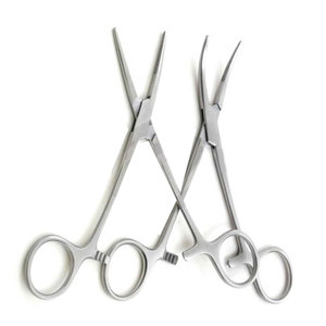 Pinces Halstead courbées en acier inoxydable de qualité supérieure, instrument chirurgical médical pour la fixation et l'hémostase en procédures vétérinaires - Product Image 1