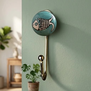 Ceramic Fish Wall <b>Hook</b> Gold Metal Single <b>Coat</b> Hanger Handmade Vintage Eco-Friendly Waterproof <b>Decorative</b> <b>Hook</b> for Clothing - Product Image 3