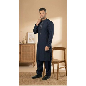 Factory Wholesale OEM <b>Men's</b> Navy Blue Shalwar Kameez Straight Sleeve Formal Wedding Festive Traditional <b>Men</b> Wear - Product Image 1