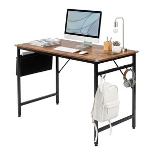 SG016FD P2 Particleboard with Rotten Wood Color 120cm Iron Pipe Cut-Off <b>Computer</b> <b>Desk</b> with Non-Woven Fabric Storage - Product Image 1