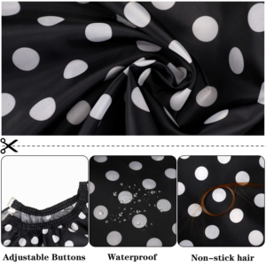 Capa de Peluquería Negra con Puntos Blancos, de Poliéster Resistente al Agua, para Salón de Belleza - Product Image 4