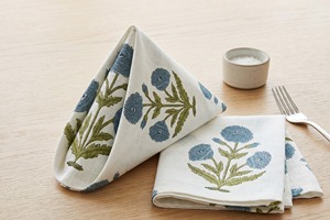 ผ้าปูโต๊ะลายดอกป๊อปปี้สีเทาผ้าฝ้ายอินเดีย พิมพ์ลายด้วยมือ ขายส่ง - Product Image 4