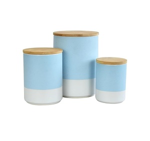Modern Ceramic Canister Set Bamboo <b>Lid</b> Color Block Airtight Storage Jars Stylish Kitchen Organizer Contemporary <b>Decor</b> - Product Image 2